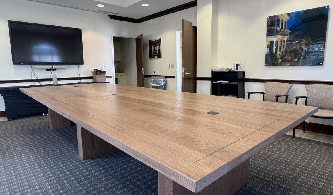 Ash Conference Table with Routed Detail and Integrated Power