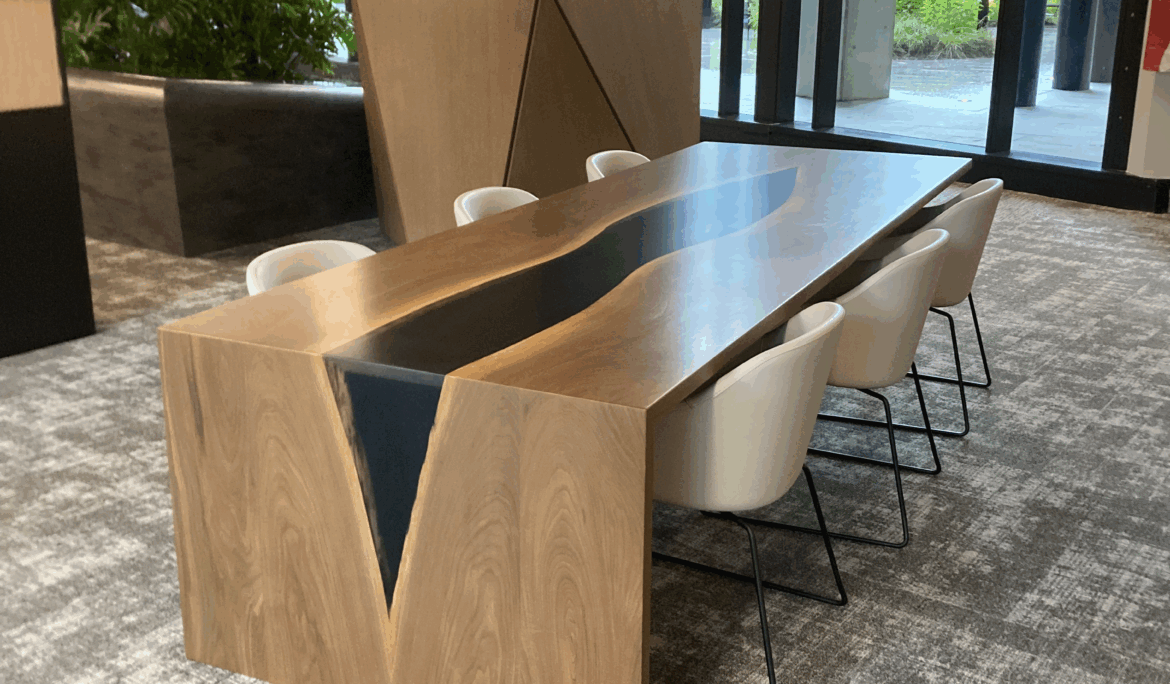 Walnut Resin Waterfall Table