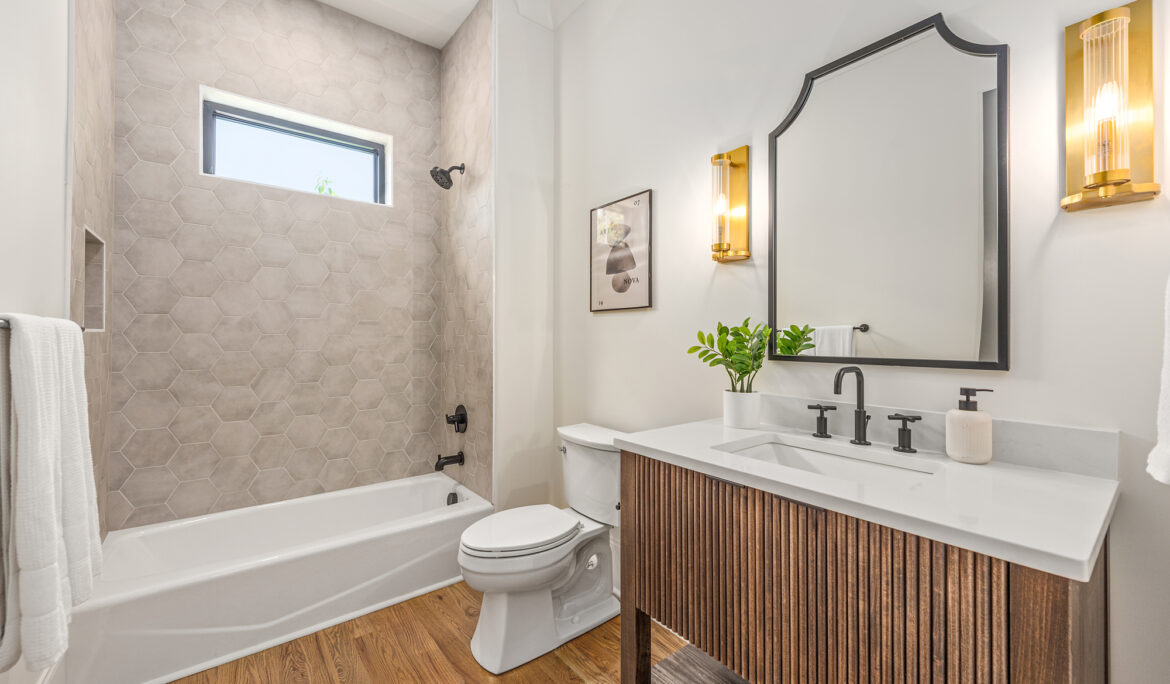 Maple reeded bathroom vanity