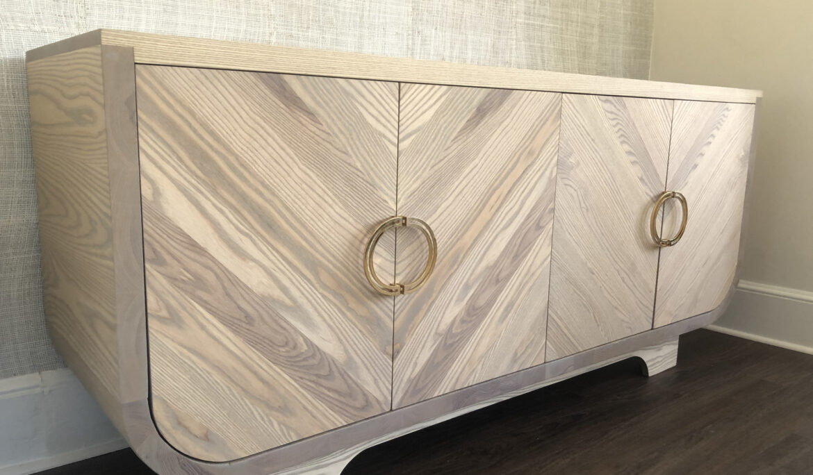 Ash console with herringbone pattern doors