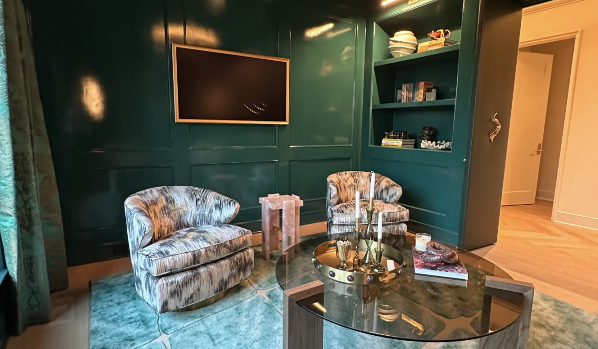 Smokey Bronze Glass Coffee Table with Walnut Legs