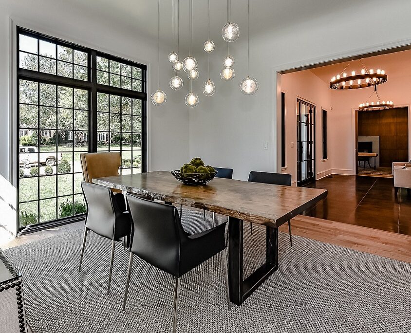 Live Edge Wormy Maple Dining Table with Steel Base