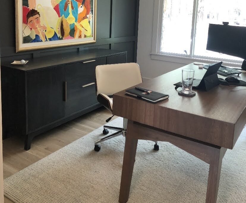 Reclaimed Mahogany Desk and Poplar Credenza