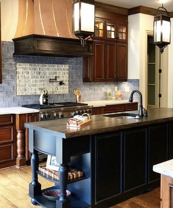 Painted Maple Kitchen Island with Turned Legs